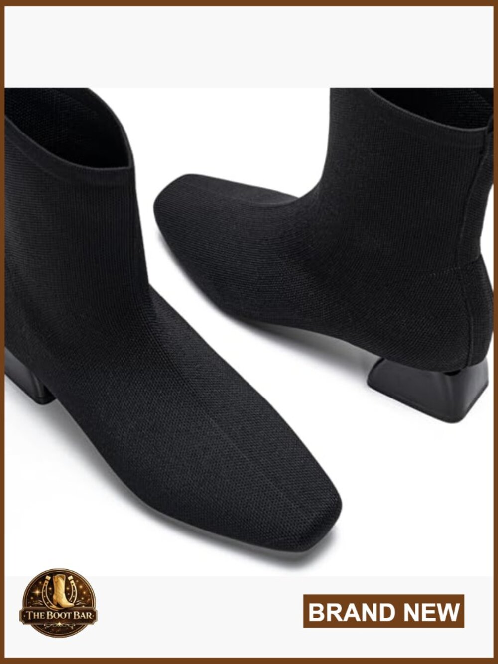 Low Heel Ankle Booties - Square Toe Chunky Knit Slip On Winter Boots - Picture 4 of 7